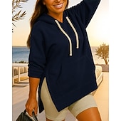 economico Felpa &amp; Sweatshirt-Per donna Felpa con cappuccio Felpa pullover Manica Lunga Top Athleisure Autunno Tinta unita Con tasche cascante Extra large All&#039;aperto Viaggio Vacanze abbigliamento sportivo Abbigliamento sportivo