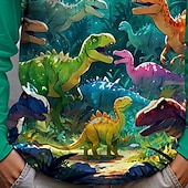olcso Fiú 3D Állatok-Fiú 3D Dinoszaurus Póló Hosszú ujj Tavasz Ősz Divat Alap Gyerekek 4-12 év Terített nyak Szabadtéri Hétköznapi Napi Normál
