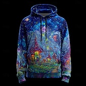 男性用 3D印刷 きのこ パーカー スウェットシャツ ファッション クール クルーネック 家 パーティー ストリートウェア ブラック ブルー ドローストリング 秋 冬 デザイナー お買い得  3Dパターン-男性用 3D印刷 きのこ パーカー スウェットシャツ ファッション クール クルーネック 家 パーティー ストリートウェア ブラック ブルー ドローストリング 秋 冬 デザイナー