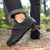 abordables Botas de invierno y nieve-Botas de nieve cálidas de invierno sin cordones para hombre con suela antideslizante, diseño acolchado informal para caminar al aire libre, viajar en climas fríos y uso diario.
