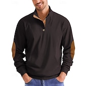 baratos Suéteres básicos-Homens Moletom Preto Verde Claro Verde Tropa Azul Marinha Azul Henley Bloco de cor Patchwork Desportos e Ar livre Diário Feriado Poliéster Roupa de rua Básico Casual Primavera Outono Roupa Moletons