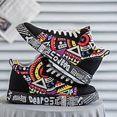 お買い得  カジュアルスニーカー-大胆なデザインのメンズの赤と白のグラフィックハイトップスニーカー。カジュアルな外出、パーティー、普段使いにぴったりのトレンディなストリートスタイル。