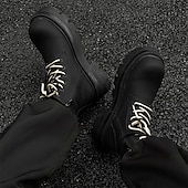 abordables Bottes de travail-Homme Bottes Bottes de Travail Marche ancien Quotidien PU Augmentation de la hauteur Confortable Bottes Mi-Mollet À lacets Noir Automne Hiver