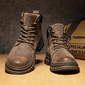 お買い得  ワークブーツ-メンズクラシックワークブーツ - クッション性のあるインソールと耐久性のあるグリップソールを備えた頑丈な屋外用安全靴。建設現場や日常のアウトドアウェアに最適です。