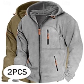 abordables Sweat à capuche en polaire-Homme Sweat à capuche Sweat à capuche zippé intégral Sweat à capuche en polaire Sweat à capuche doublé en polaire Noir + gris clair Bleu marine + noir Vin + gris foncé Vin+Noir Vert + Kaki À capuche