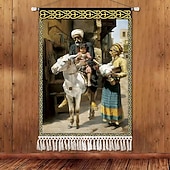 billiga Gobelänger-Skönhet Uyghur etnisk stil väggtapet konstnärlig bakgrundsdekoration boho hängande konst för sovrum vardagsrum eller café