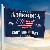 cheap America 250-US 250th Anniversary Flag America 250 1776-2026 Patriotic Stars Yard Signs Party Supplies Hanging Decor for Room House Garden Welcome Backdrop Semiquincentennial 4th of July Independence Day 3x5 Ft