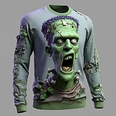 economico Gotico &amp; Teschio-Per uomo Zombi 3D Felpa Punk Festa Gotico Manica Lunga Girocollo Vacanza Blu Viola Verde Girocollo 3D Tutte le stagioni progettista S M L XL XXL XXXL