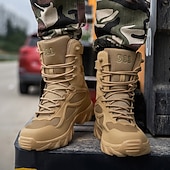 baratos Botas de caminhada-Botas de caminhada estilo combate tático masculinas com design de cadarço, suporte de tornozelo, sola grossa antiderrapante, calçado durável para atividades ao ar livre, trabalho, viagens e aventura