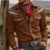 Férfi Paisley Virágminta Etno Ing Nyugati ing Cowboy ing Hosszú ujj Vintage Retro Szabadtéri Napi Munkaruha Ősz & tél Térfogatcsökkenés 3D nyomtatás Elöl két zseb Gombolható ingek Medence Barna olcso férfi nyugati ingek-Férfi Paisley Virágminta Etno Ing Nyugati ing Cowboy ing Hosszú ujj Vintage Retro Szabadtéri Napi Munkaruha Ősz & tél Térfogatcsökkenés 3D nyomtatás Elöl két zseb Gombolható ingek Medence Barna