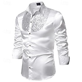 economico Camicie in raso da uomo-Per uomo Camicia in raso Camicia elegante Camicia casual Camicia con Bottoni Camicia da Ballo Camicia da discoteca Semplice Formale Matrimonio Nero Bianco Rosso Blu Manica Lunga Bavero Primavera