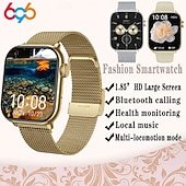 abordables Montres connectées-Montre connectée grand écran 1,85 pouces pour hommes et femmes, appels Bluetooth, 100 modes sportifs, fréquence cardiaque, sommeil, santé, musique locale, météo