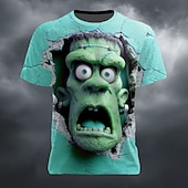 levne Halloween trička-Halloween Pánské 3D tisk Zombie 3D Tričko Krátký rukáv tričko 3D tisk Tričkový Košile Přehnaný Designové Horor Párty ulice Dovolená Jezerní modrá Fialová Trávová zelená Léto Jaro Celý rok Oblečení S