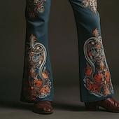 economico Pantaloni casual stampati da uomo-Per uomo Paisley Stampa Floreale Etnico Pantaloni da discoteca Pantaloni a zampa d'elefante anni '60 e '70 Misura del girovita medio Western Vintage Retrò All'aperto Vacanza Casuale Tasche Laterali