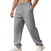 お買い得  スウェットパンツ-男性用 スウェットパンツ ワイドレッグスウェットパンツ ズボン カジュアルパンツ オープンボトムスウェットパンツ ジャカード ドローストリング 弾性ウエスト 平織り 吸汗性 高通気性 全長 スポーツ・アウトドア カジュアル 日常 ファッション ストリートファッション ブラック ホワイト 伸縮性あり
