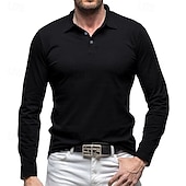levne Pánské klasické polo-Pánské Golfová košile Golfové polokošile Ležérní Práce Klopa Dlouhý rukáv Základní Moderní Bez vzoru Knoflíky Jaro Podzim Běžný Černá Bílá Trávová zelená Růžová Světle modrá Šedá Golfová košile