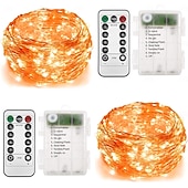 abordables Guirlandes lumineuses à piles-Lot de 2 guirlandes lumineuses à 200 LED, 20 m/66 pieds, pour Noël, Halloween, mariage, fête, festival, décoration intérieure et extérieure, avec boîtier à piles étanche AAA et télécommande