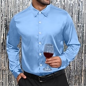 economico Camicie in raso da uomo-Per uomo Camicia Camicia in raso Camicia elegante Camicia casual Camicia con Bottoni Camicia da Ballo Semplice Formale Matrimonio Nero Bianco Vino Blu reale Manica Lunga Bavero Primavera &amp; Autunno