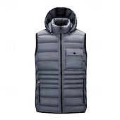 preiswerte Herren Steppweste-Herren Steppweste Weste Gilet Urlaub Täglich Date Mode Lässig Herbst Winter Tasche Nylon Warm Bequem Einfarbig Reisverschluss Mit Kapuze Normale Passform Schwarz Burgunderrot Armeegrün Dunkelblau