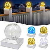 abordables Luces de suelo-1 lámpara LED solar para jardín exterior, decorativa, de ambiente, para paisaje, faro delantero, bola de cristal agrietada, luz LED