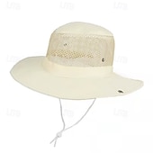 cheap Heating &amp; Cooling-Summer Mens Breathable Sun Hat, Wide Brim Foldable Bucket Hat with Mesh, UV Protection Fishing Hat for Camping Hiking