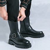 Χαμηλού Κόστους Φόρεμα μπότες-ανδρικές μπότες μόδας από PU δέρμα μεσαίου μεγέθους και αγκράφα | χοντρή σόλα για αστικό στυλ και ανθεκτικότητα