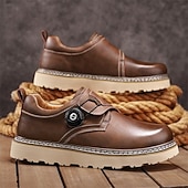 baratos Sapatos Casuais Slip-On-sapatos de trabalho casuais marrons masculinos – sola antiderrapante durável, fecho de trava fácil, design de cano baixo confortável para uso diário, escritório e atividades ao ar livre