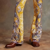 economico Pantaloni casual stampati da uomo-Per uomo Paisley Stampa Floreale Etnico Pantaloni da discoteca Pantaloni a zampa d'elefante anni '60 e '70 Misura del girovita medio Western Vintage Retrò All'aperto Vacanza Casuale Tasche Laterali