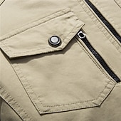 abordables Chaquetas Cargo-Hombre Chaqueta utilitaria Chaqueta tipo cargo Vacaciones Diario Resistencia al desgaste Bolsillo Otoño Invierno Plano Moda Clásico Escote Chino Regular Negro Rojo Caqui Verde Ejército Azul Oscuro