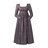 cheap Dresses-1791's Lady Regency Dress Jane Austen Vintage Dress High Waistline Tea Gown Retro Vintage Medieval Renaissance Women's Halloween Carnival Masquerade