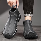 abordables Bottines-Homme Bottes Rétro Marche ancien Quotidien PU Confortable Bottes Mi-Mollet Mocassin Brun foncé Noir Gris Printemps Automne