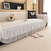 halpa Lemmikkisohvan päällinen-chenille-sohvanpäällinen, yksivärinen kermanvärinen ranskalainen ylellinen täyspeittävä päällinen, lemmikkiystävällinen liukumaton sohvansuoja