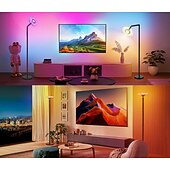abordables Luces de Hogar Inteligente-Lámpara de pie RGB para sala de estar, lámpara de pie inteligente con control remoto de aplicación para dormitorio, oficina y lectura.