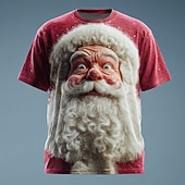 levne Santa Claus oblečení-Vánoce Pánské Ježíšek 3D  komiks Tričko Krátký rukáv tričko 3D tisk Tričkový Košile Denní Designové umělecké Dovolená Párty ulice Bílá 1 Červená 3 Rubínově červená Celý rok Oblečení S M L XL XXL XXXL