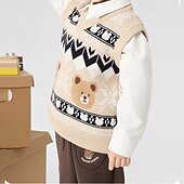 billiga Flickväst-Barn Unisex Västkappa Ytterkläder Färgblock Ärmlös Håller värmen Täcka Utomhus Mode Dagligen Blå Kaki Vår Höst 4 år +