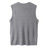 cheap Men&#039;s Sweater Vest-Men&#039;s Sweater Vest Dress Sweater Pullover Sweater Jumper Vest Knit Sweater Ribbed Knit Regular Tops Knitted Plain V Neck Fashion Casual Vacation Daily Wear Clothing Apparel Fall Winter Black Green S