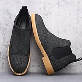 abordables Bottes de Chelsea-Bottines Chelsea grises pour hommes avec détails brogue à bout d&#039;aile, style vintage élégant pour les mariages, le travail et les occasions semi-formelles