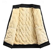 cheap Men's Downs &amp; Parkas-Men's Winter Jacket Quilted Jacket Fleece Jacket Parka Pocket Polyster Fleece lined Vacation Daily Wear Date Regular Fashion Casual Comfortable Thermal Warm Fall Winter Solid / Plain Color Black