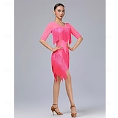 Χαμηλού Κόστους Φορέματα Πρακτικής-Λάτιν Χοροί Φόρεμα Φούντα Κόψιμο Παγιέτες Γυναικεία Επίδοση Εκπαίδευση Θεματικό κόμμα Κοντομάνικο 100% Βαμβάκι