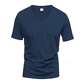 billiga grundläggande t-shirts-Herr T-shirt T-shirt med V-ringad Kortärmad tröja T-tröja Kortärmad V-hals Alla årstider Slät Mode Designer Sexig Semester Gata Utekväll Svart Vit Röd Topp t-shirt för män