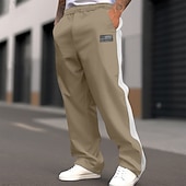 preiswerte Sweatpants-Herren Jogginghose Jogginghose mit weitem Bein Hose Freizeithose Elastischer Bund Gerader Schnitt Farbblock Nationalflagge Atmungsaktiv Volle Länge Outdoor Lässig Täglich Mode Streetwear Schwarz