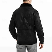 economico Giacca in ecopelle-Per uomo Giacca in Ecopelle Giacca in Pile Giacca da Biker Giacca da Moto Vacanza Quotidiano Antivento Caldo Tasca Inverno Semplice Moda Classico Bavero Regolare Nero Caffè Giacca