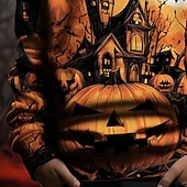 tanie Stroje na Halloween dla chłopców-Halloween Dla chłopców 3D Dynia Bluza z Kapturem Długi rękaw Wiosna Jesień Moda Moda miejska Dzieci 4-12 lat Kaptur Na zewnątrz Codzienny Regularny