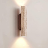 abordables Apliques de pared para interior-Apliques de pared de mármol con iluminación vertical y descendente, modernos apliques de pared para interiores, luz E26, barra lineal, iluminación de pared para dormitorio, lámpara cilíndrica de pared