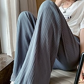 ieftine picior lat și talie înaltă-Pentru femei Picior Larg Pantaloni Pantaloni Palazzo Modă Șic Stradă Lungime totală Talie Înaltă Simplu Talie elastică Respirabilitate Comfortabil Stradă Purtare Zilnică Ieșire Negru Trifoi Kaki Bej