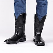 economico Stivali da cowboy e occidentali-stivali da lavoro da cowboy da uomo con bandiera americana in rilievo - stivali western in similpelle marrone resistente con suola robusta per abbigliamento casual e all&#039;aperto