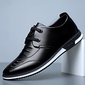 preiswerte Sneaker für Herren-Weiße Herrenschuhe aus Kunstleder – klassische Business-Oxfords mit Schnürung fürs Büro, Hochzeiten und besondere Anlässe
