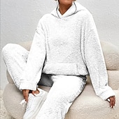 رخيصةأون بدلات رياضية-نسائي بدلة رياضية من قطعتين هودي صالة مجموعات بدلات رياضية لون سادة أطقم ملابس رياضية خريف &amp; شتاء أسود أبيض الصالة الرياضية الخارج ركض كم طويل رياضة ألبسة رياضية مرن نسبياً عادي