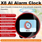 お買い得  テスター＆検出器-人気のスマートAI目覚まし時計、子供用液晶ディスプレイ、充電式バッテリー、Wi-Fi機能、AI音声制御スマートキッズタイマー