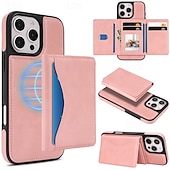 お買い得  iPhone用ケース-電話 ケース 用途 iPhone 17 16 15 14 Pro Max Plus 16e 13 Pro Max バックカバー 磁石バックル キックスタンド カード挿入口 レトロ風 TPU PUレザー